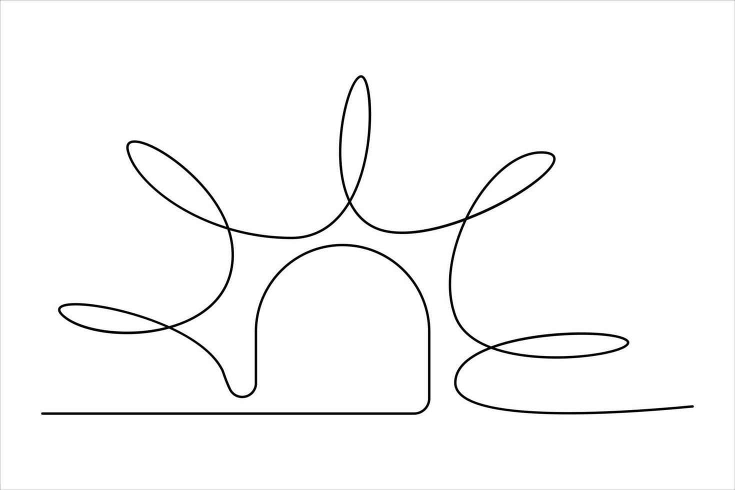 Continuous one line drawing sun art Summer sun contour line sign line art illustration vector