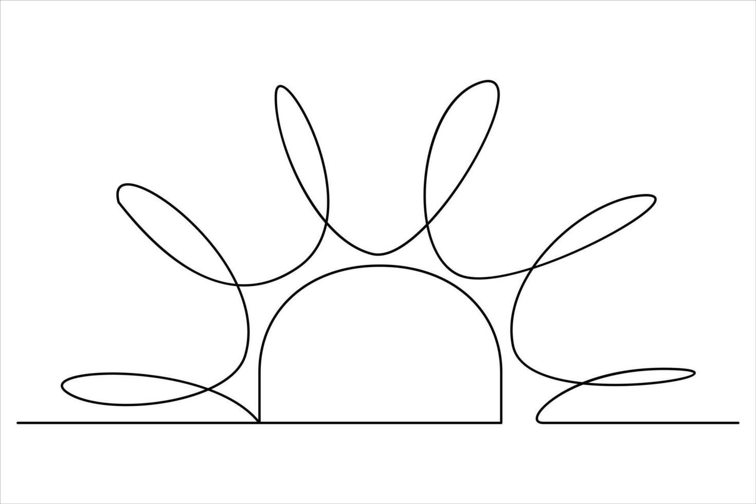 Continuous one line drawing sun art Summer sun contour line sign line art illustration vector