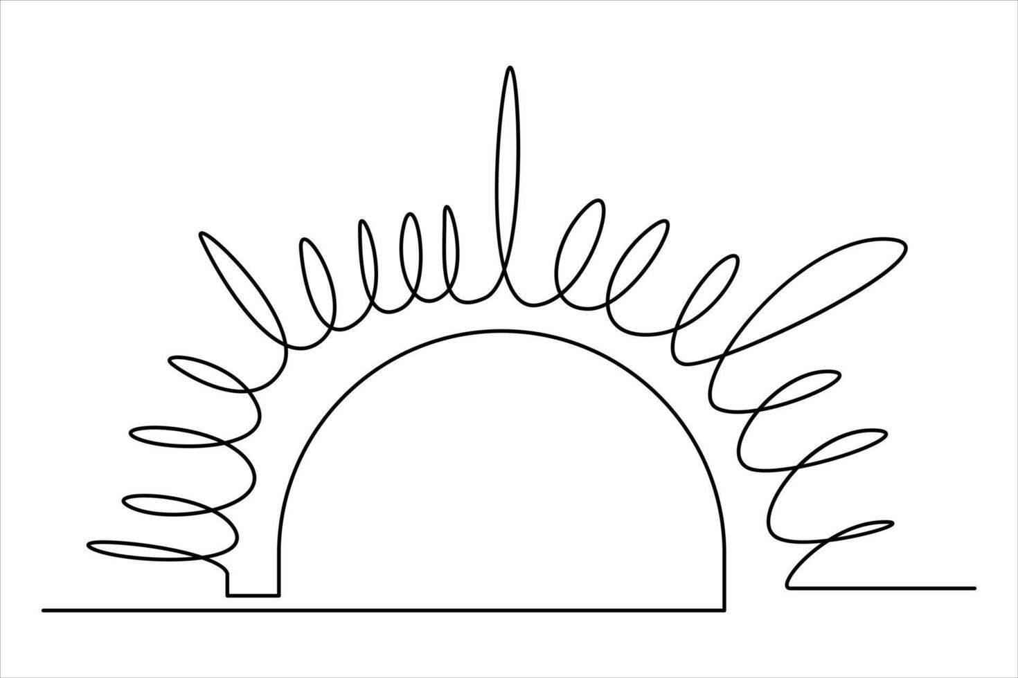 Continuous one line drawing sun art Summer sun contour line sign line art illustration vector