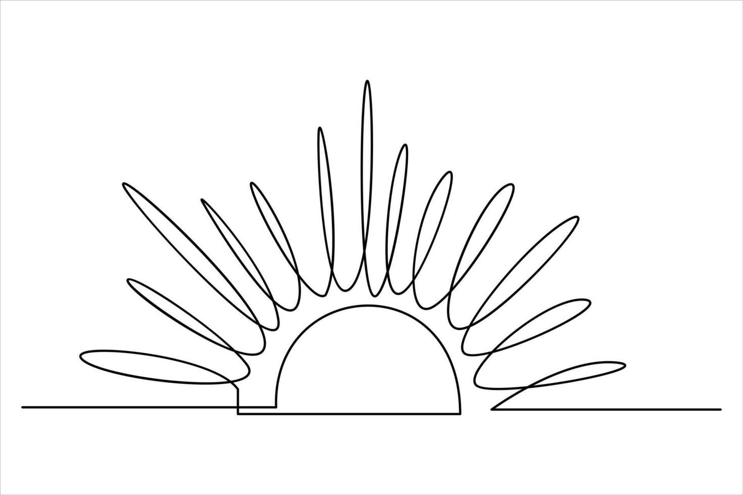 Continuous one line drawing sun art Summer sun contour line sign line art illustration vector