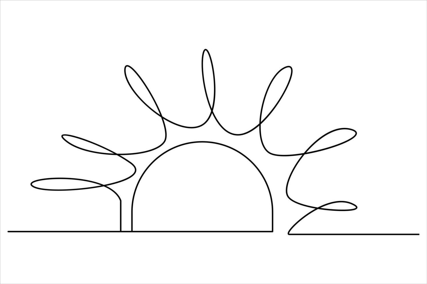 Continuous one line drawing sun art Summer sun contour line sign line art illustration vector