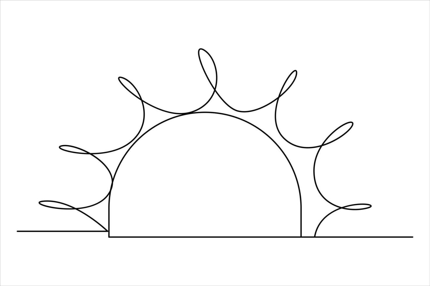 Continuous one line drawing sun art Summer sun contour line sign line art illustration vector