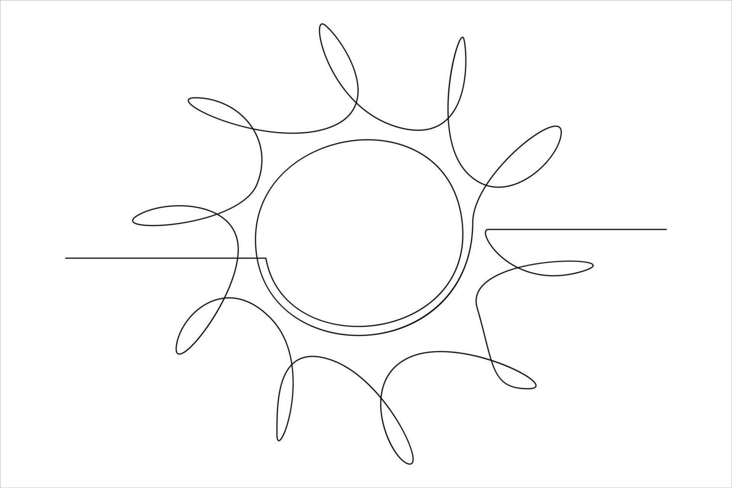 Continuous one line drawing sun art Summer sun contour line sign line art illustration vector