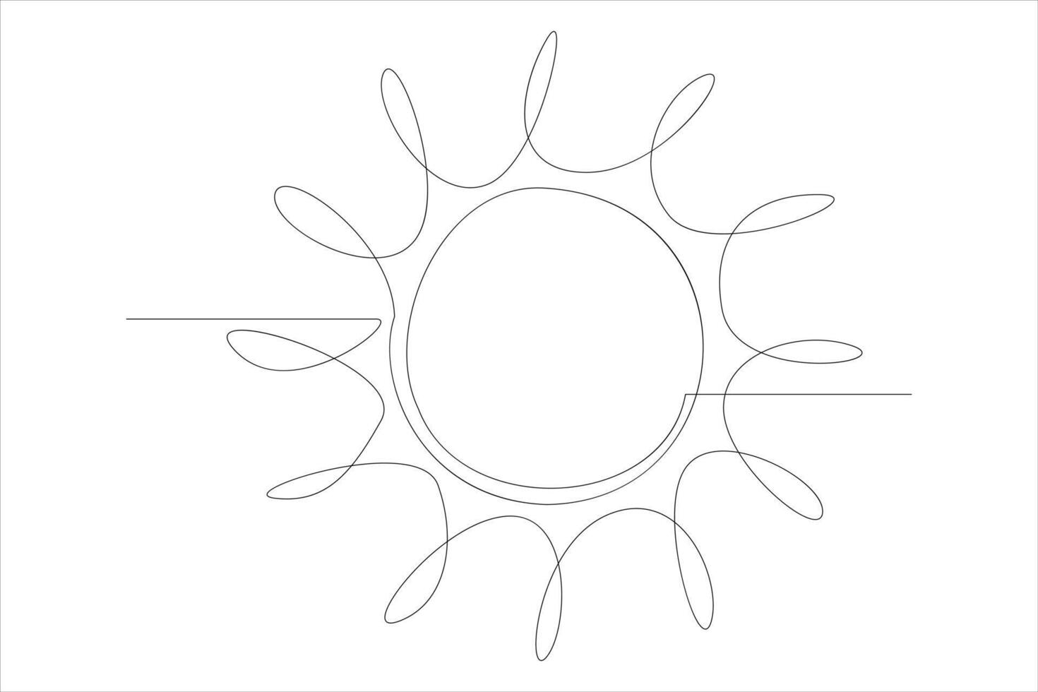 Continuous one line drawing sun art Summer sun contour line sign line art illustration vector