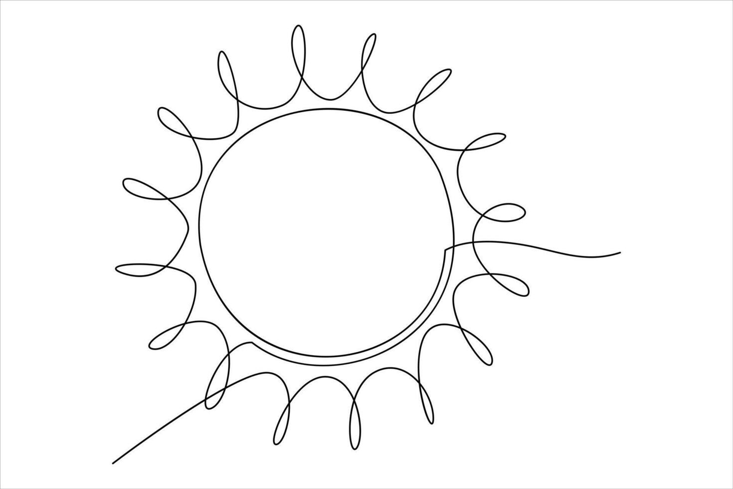 Continuous one line drawing sun art Summer sun contour line sign line art illustration vector