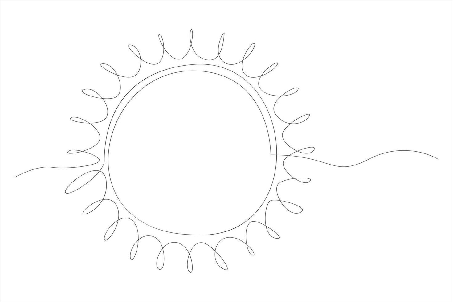 Continuous one line drawing sun art Summer sun contour line sign line art illustration vector