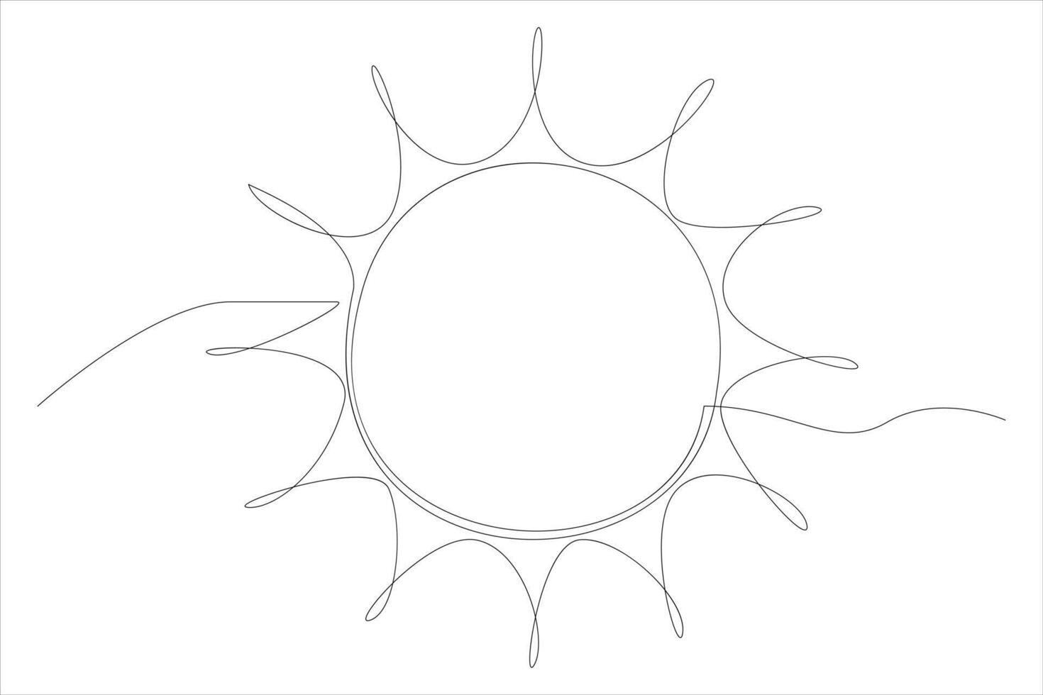 Continuous one line drawing sun art Summer sun contour line sign line art illustration vector