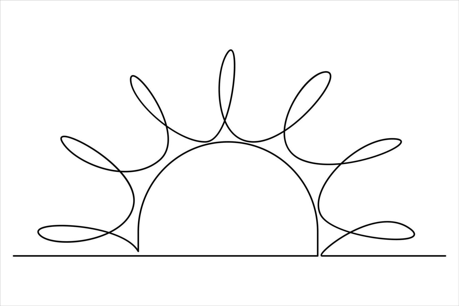 Continuous one line drawing sun art Summer sun contour line sign line art illustration vector