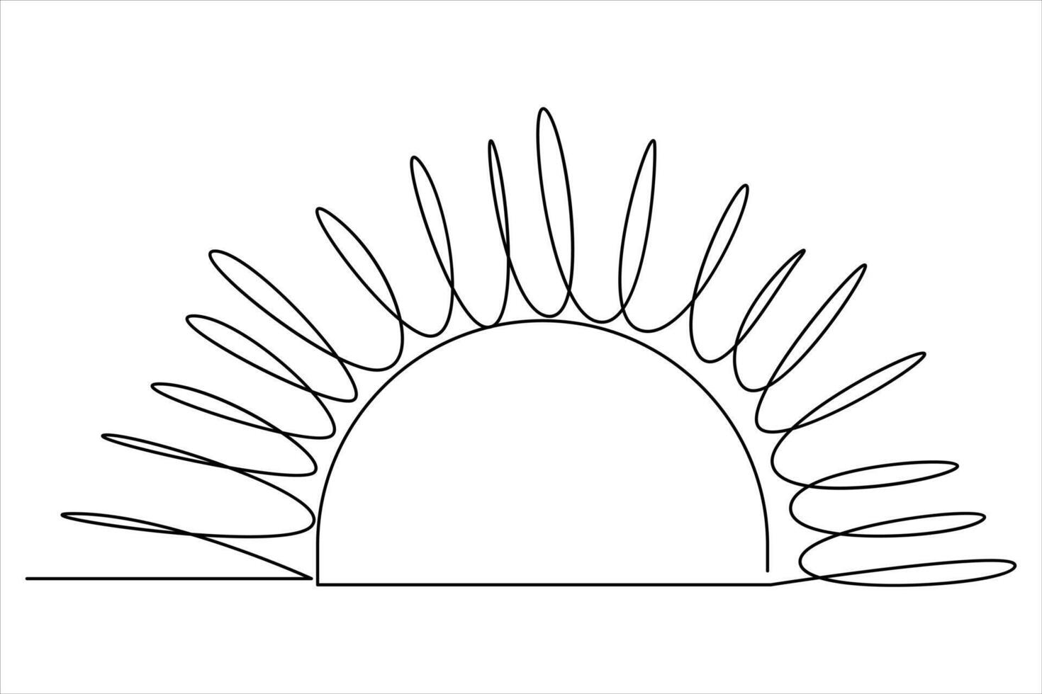 Continuous one line drawing sun art Summer sun contour line sign line art illustration vector