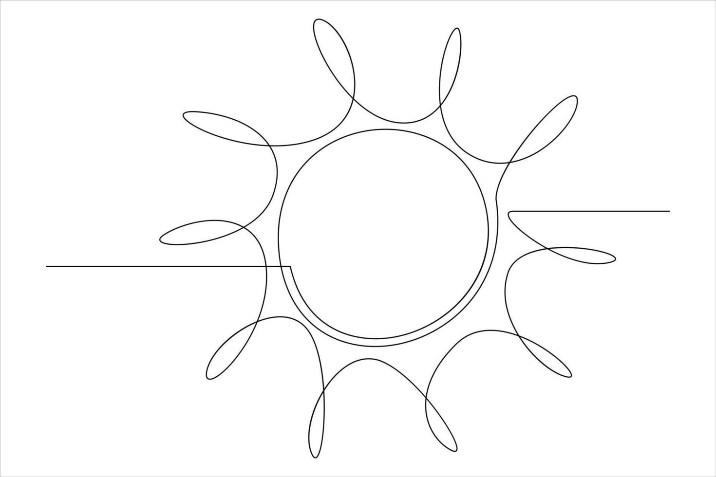 Continuous one line drawing sun art Summer sun contour line sign line art illustration vector