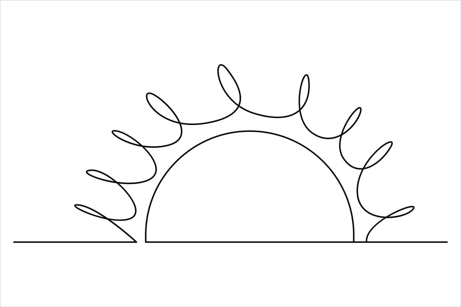Continuous one line drawing sun art Summer sun contour line sign line art illustration vector