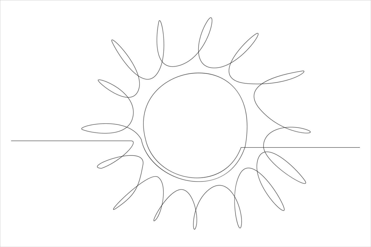 Continuous one line drawing sun art Summer sun contour line sign line art illustration vector