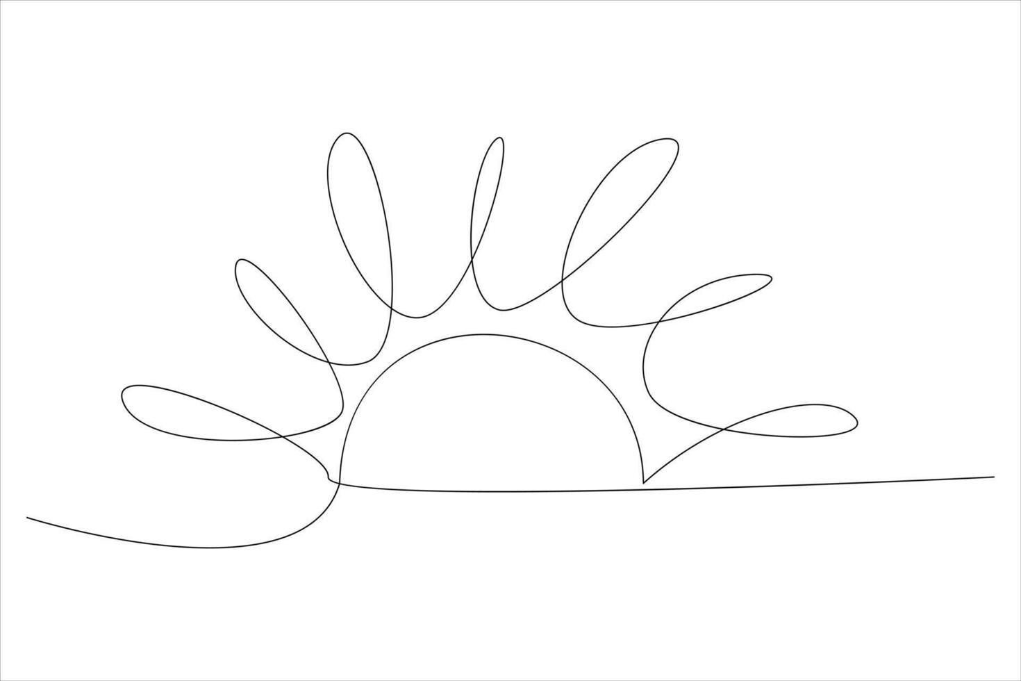 Continuous one line drawing sun art Summer sun contour line sign line art illustration vector