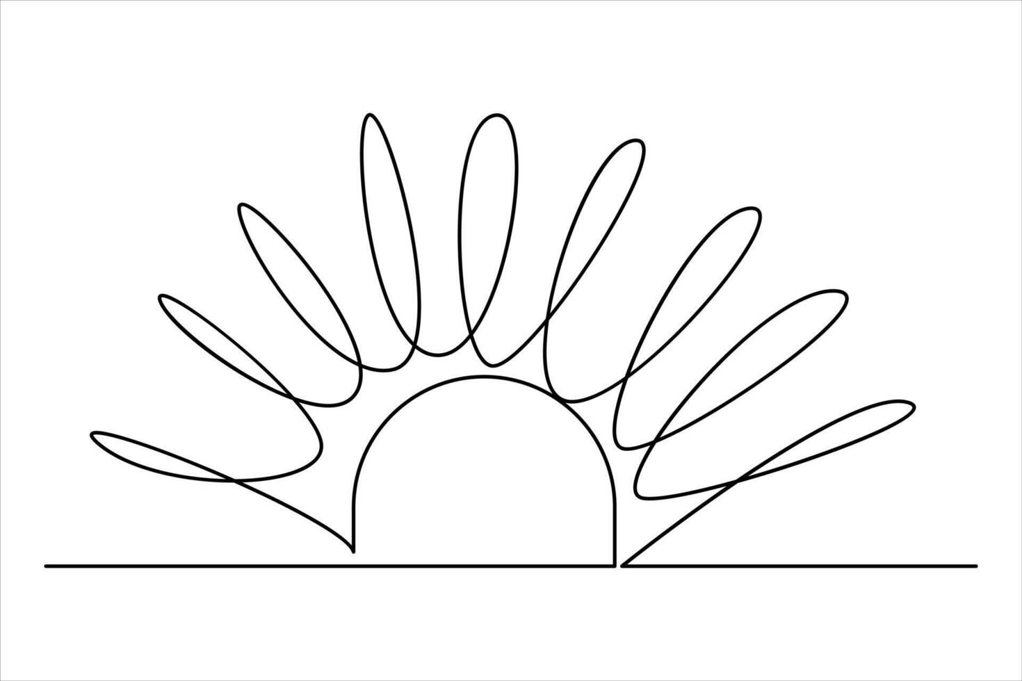 Continuous one line drawing sun art Summer sun contour line sign line art illustration vector