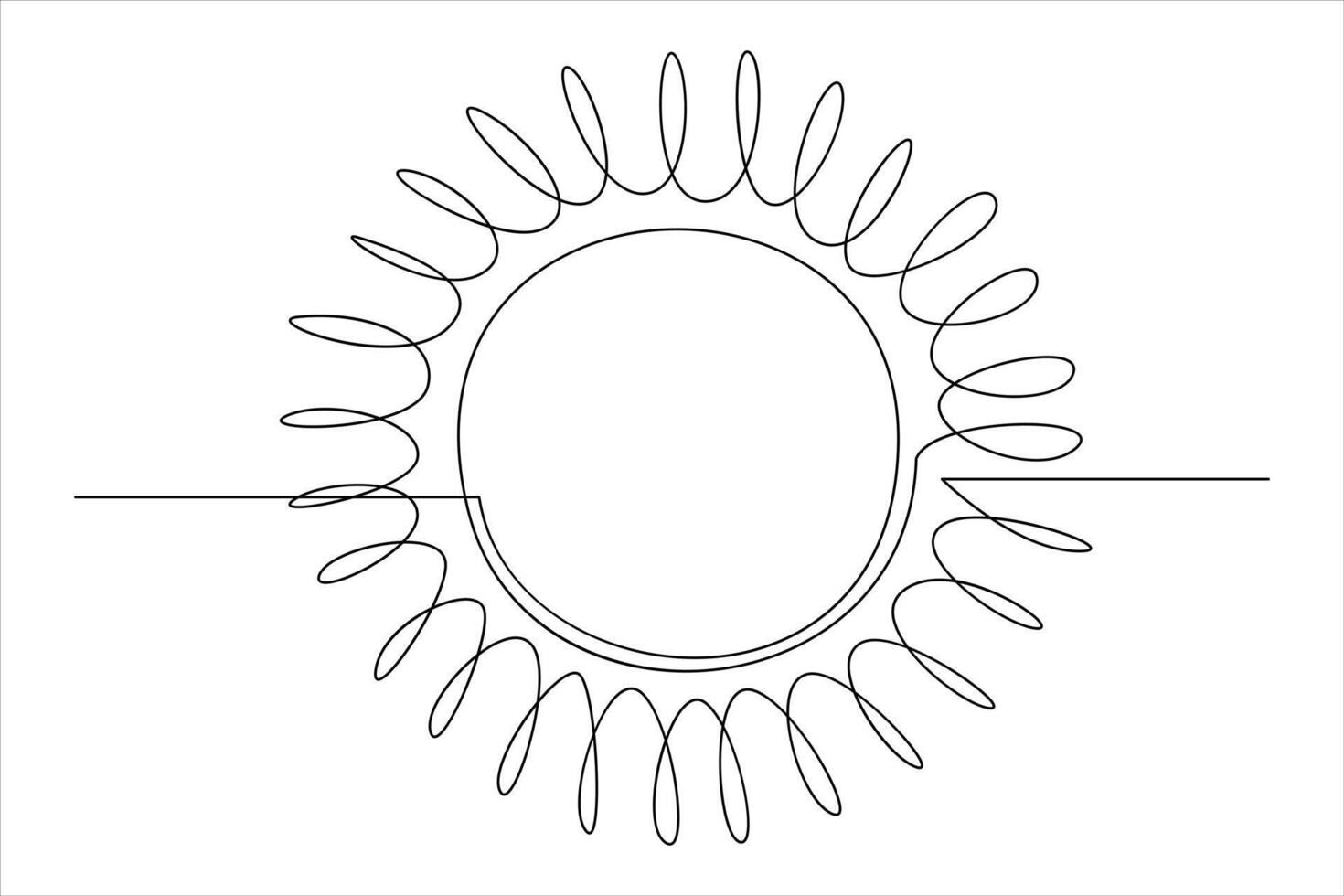 Continuous one line drawing sun art Summer sun contour line sign line art illustration vector