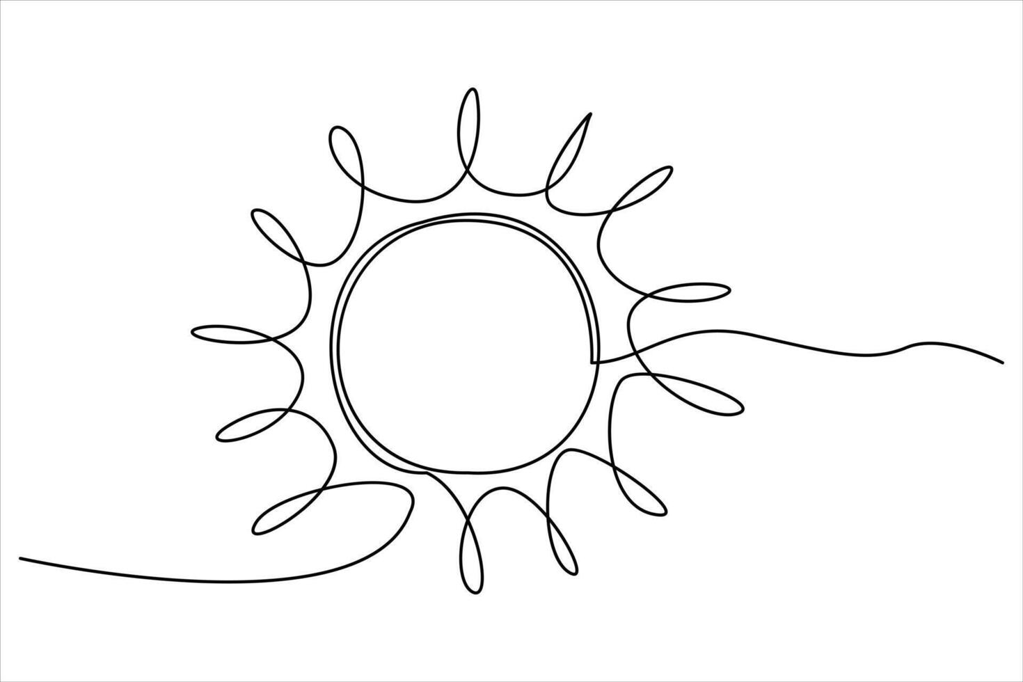 Continuous one line drawing sun art Summer sun contour line sign line art illustration vector