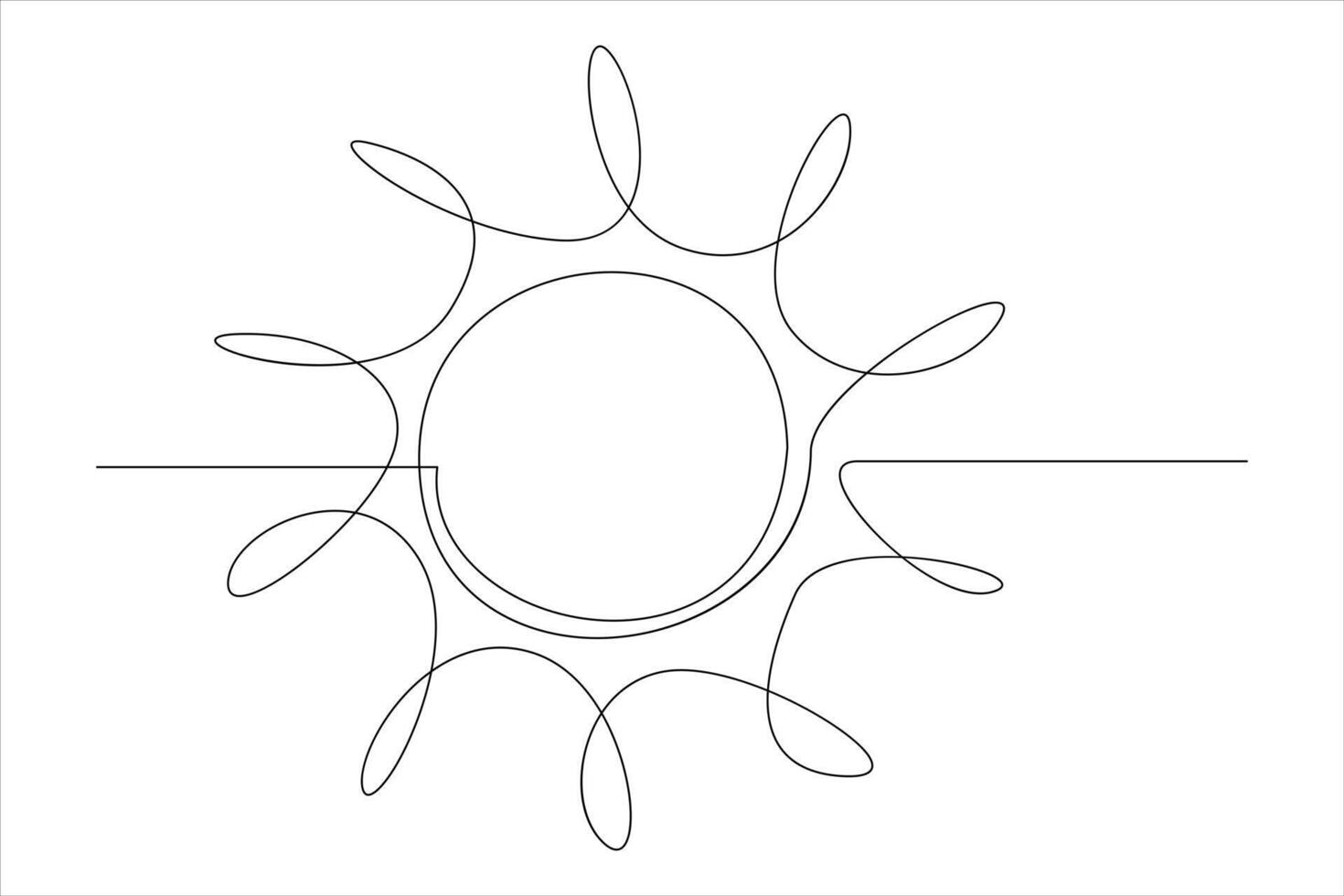 Continuous one line drawing sun art Summer sun contour line sign line art illustration vector
