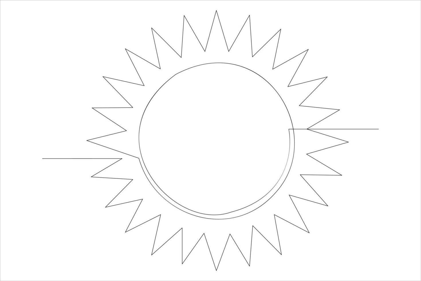 Continuous one line drawing sun art Summer sun contour line sign line art illustration vector