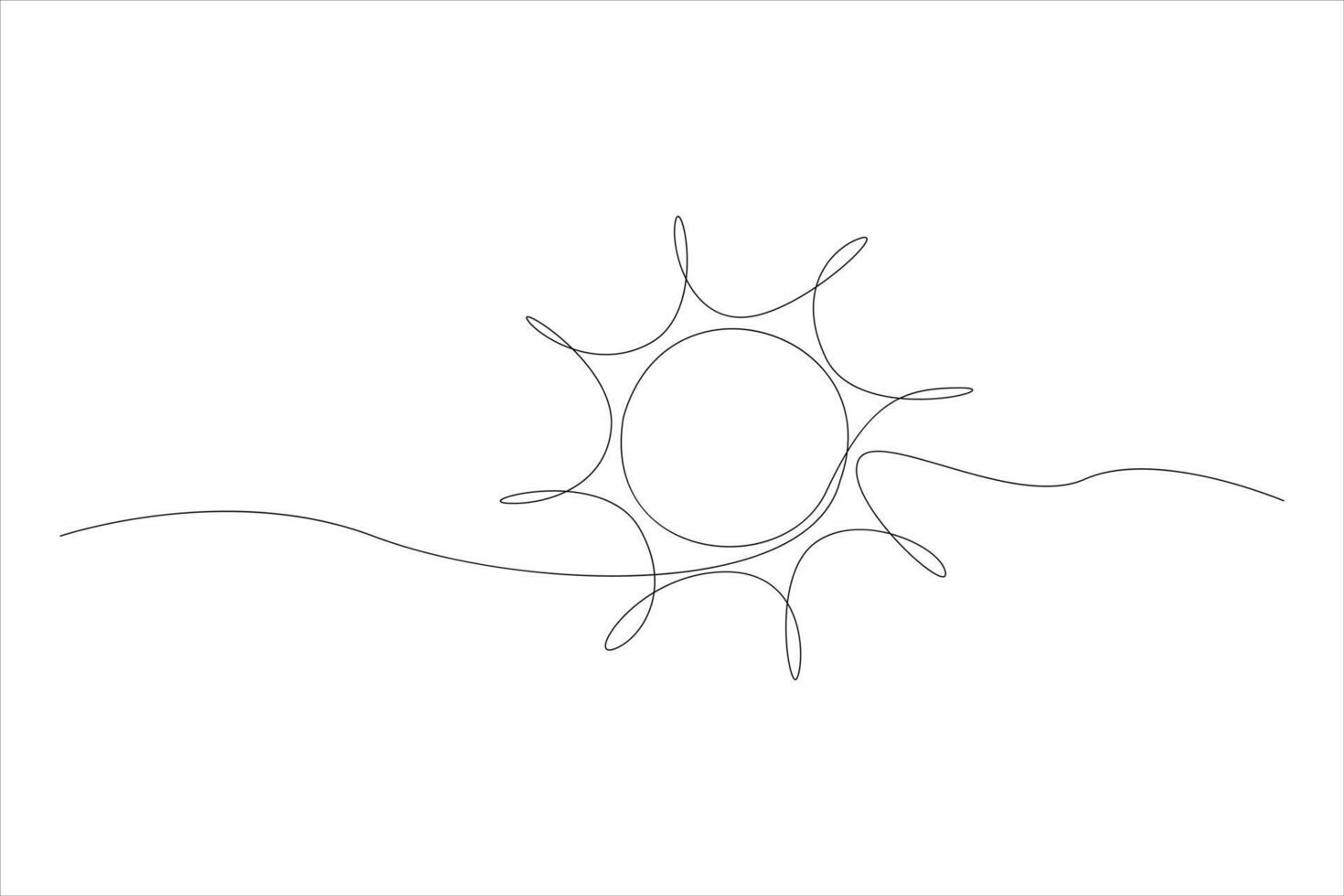 Continuous one line drawing sun art Summer sun contour line sign line art illustration vector