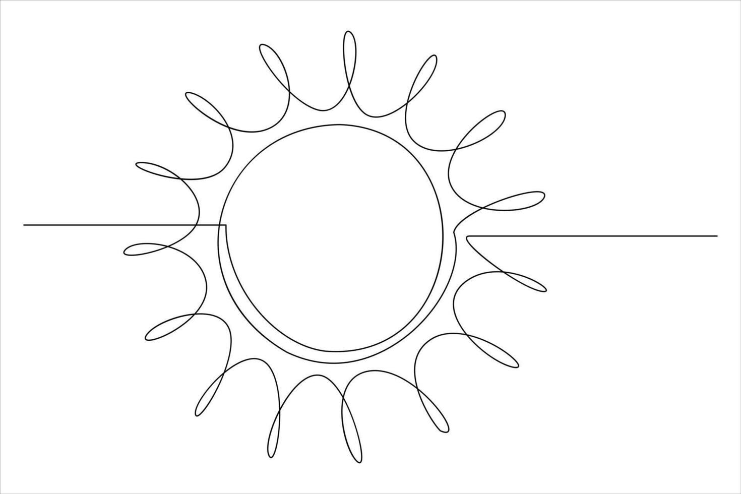 Continuous one line drawing sun art Summer sun contour line sign line art illustration vector