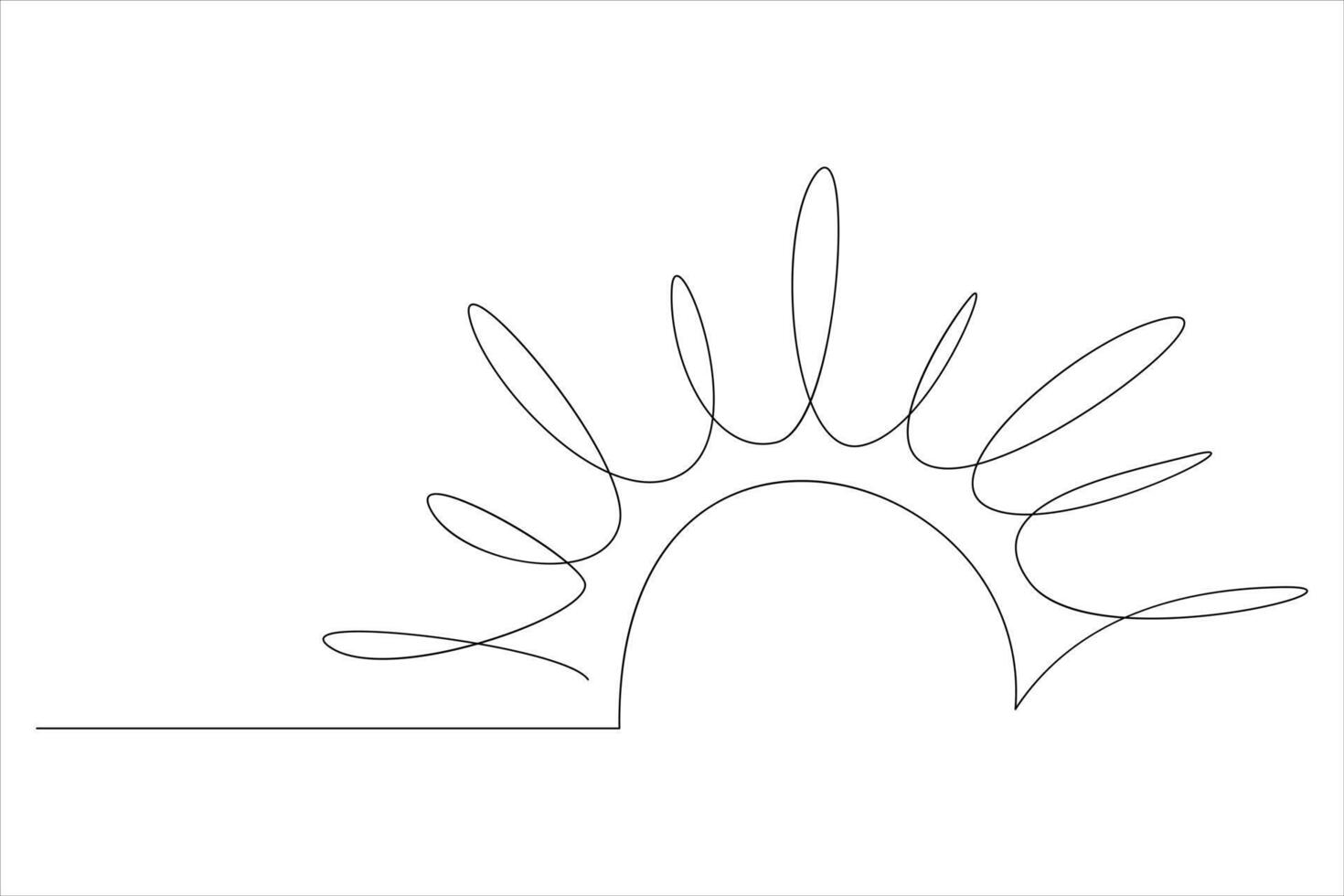Continuous one line drawing sun art Summer sun contour line sign line art illustration vector