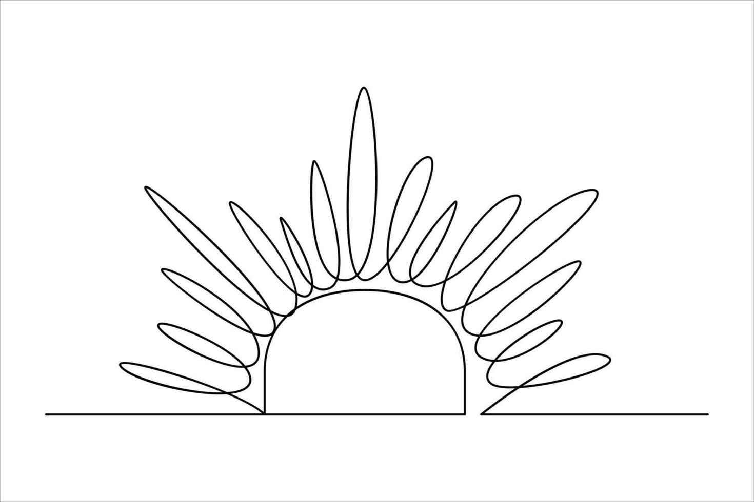 Continuous one line drawing sun art Summer sun contour line sign line art illustration vector
