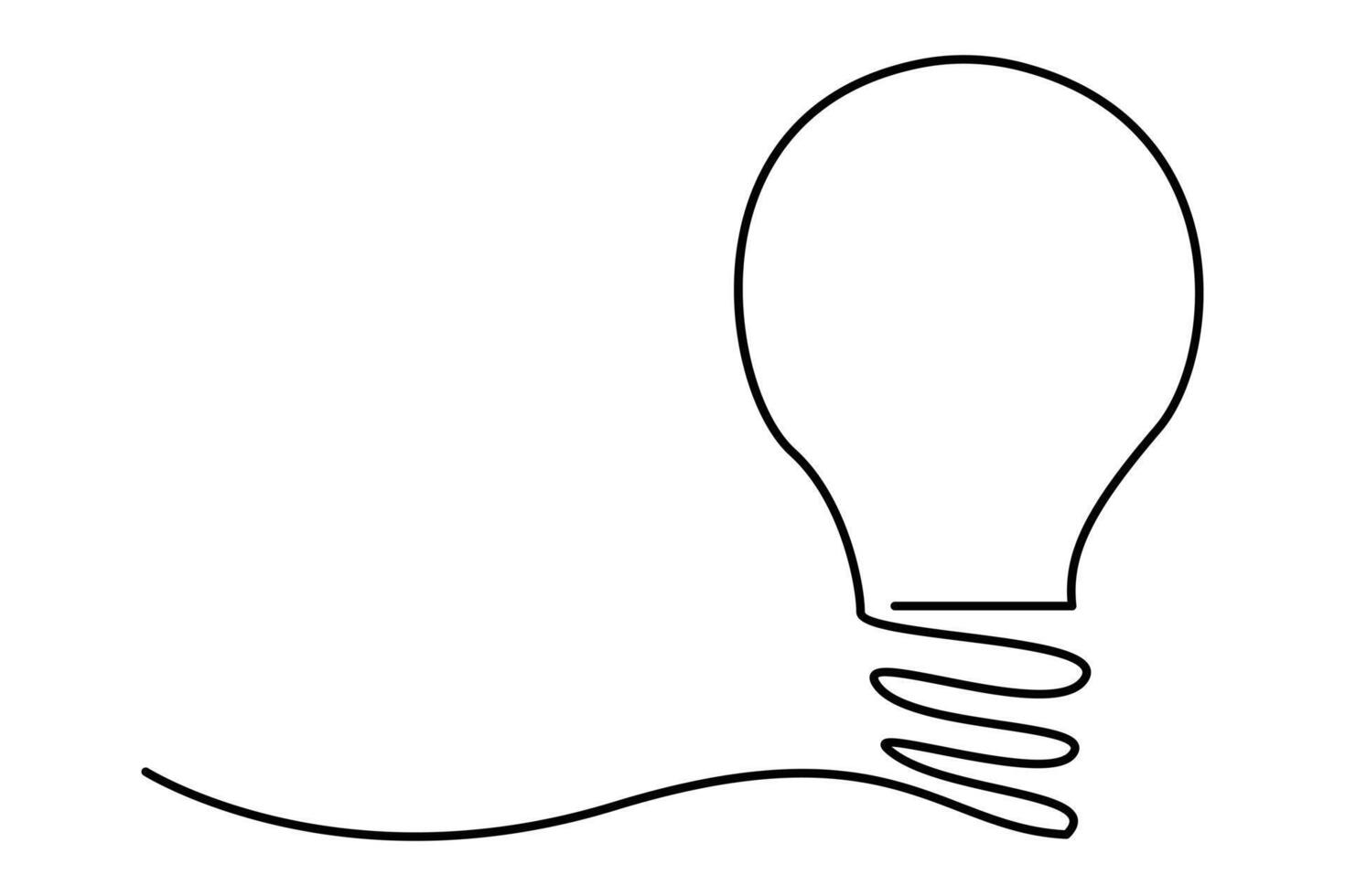 Light bulb isolated on white light bulb one line outline art illustration vector