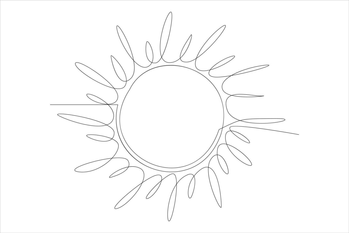 Continuous one line drawing sun art Summer sun contour line sign line art illustration vector
