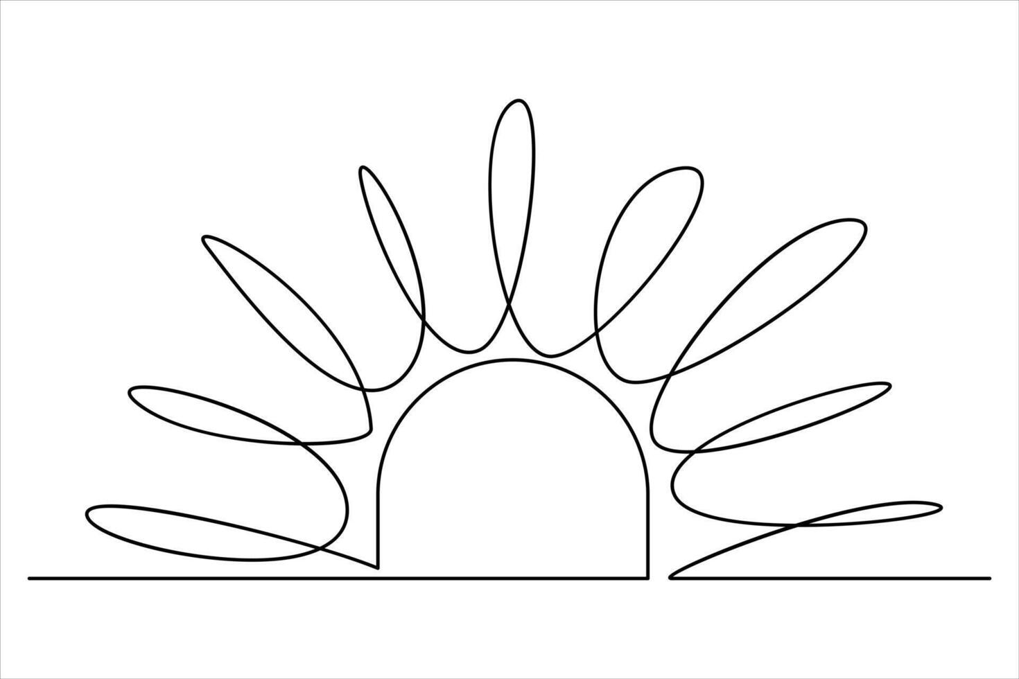 Continuous one line drawing sun art Summer sun contour line sign line art illustration vector