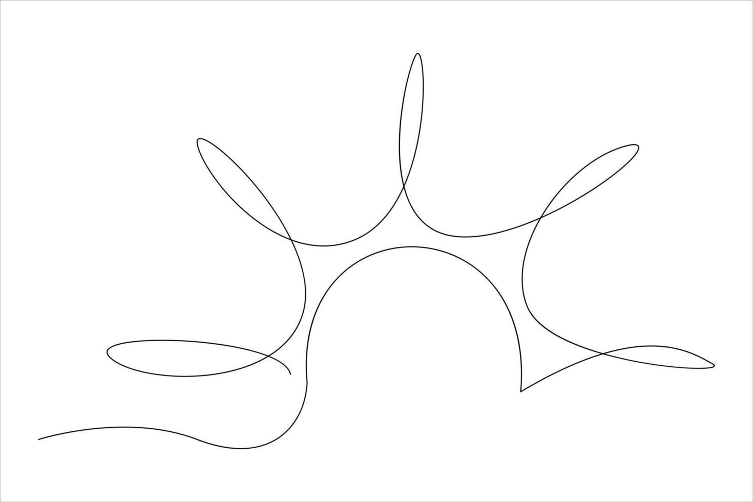 Continuous one line drawing sun art Summer sun contour line sign line art illustration vector