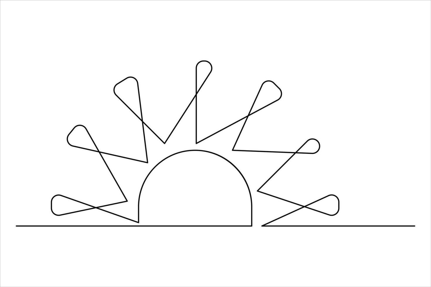 Continuous one line drawing sun art Summer sun contour line sign line art illustration vector