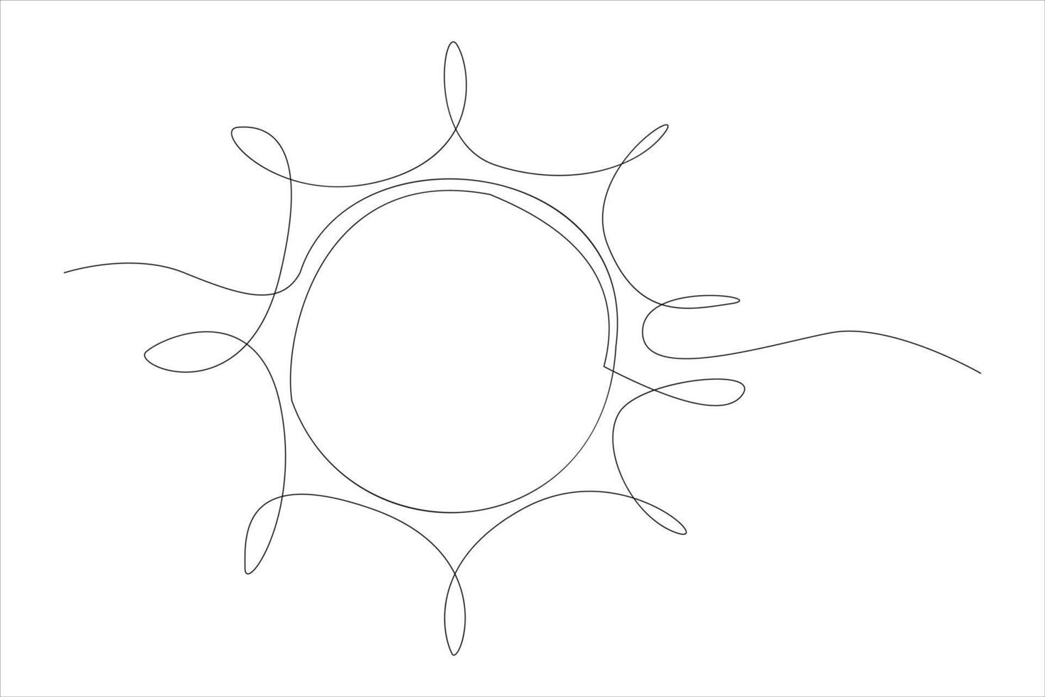 Continuous one line drawing sun art Summer sun contour line sign line art illustration vector