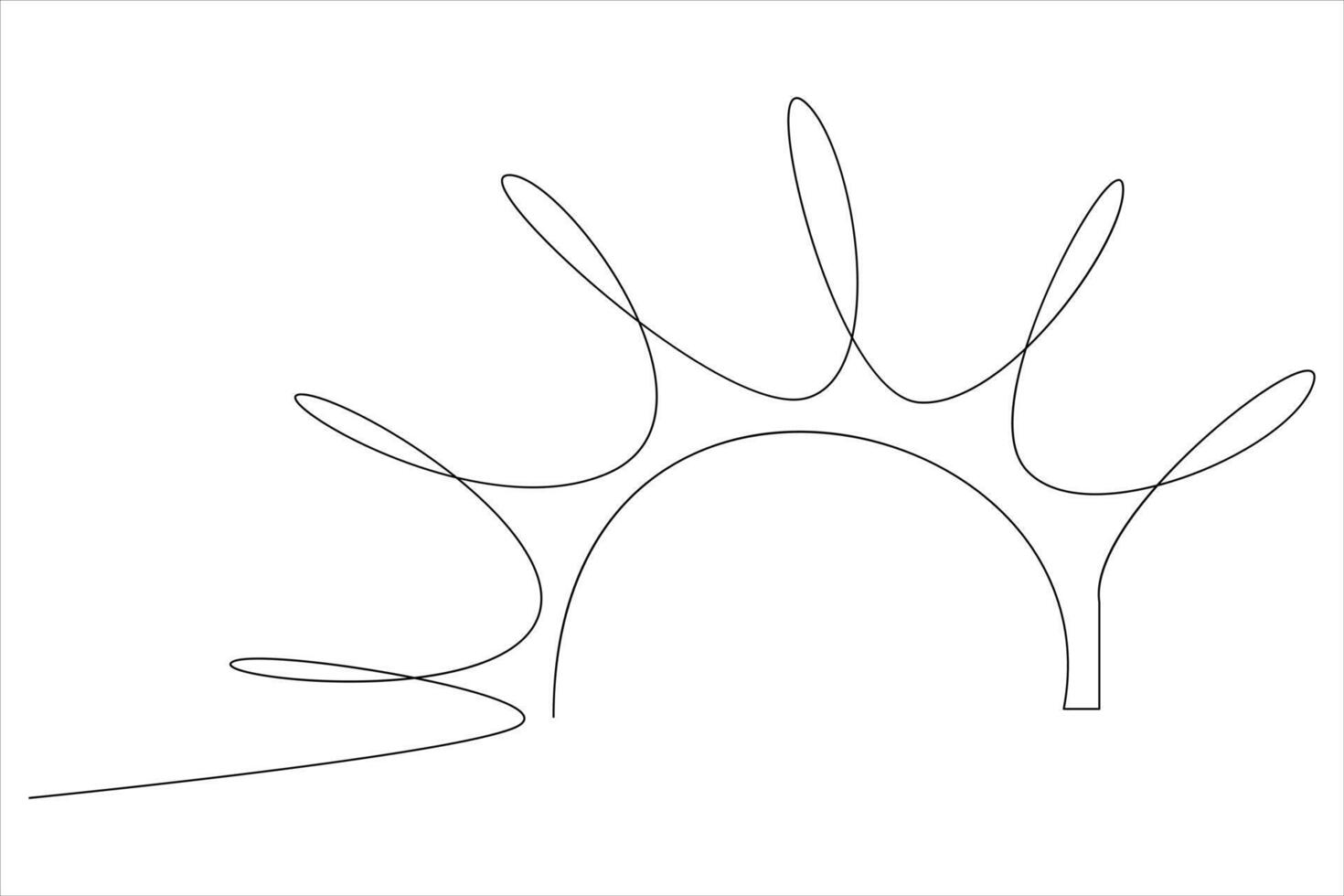 Continuous one line drawing sun art Summer sun contour line sign line art illustration vector