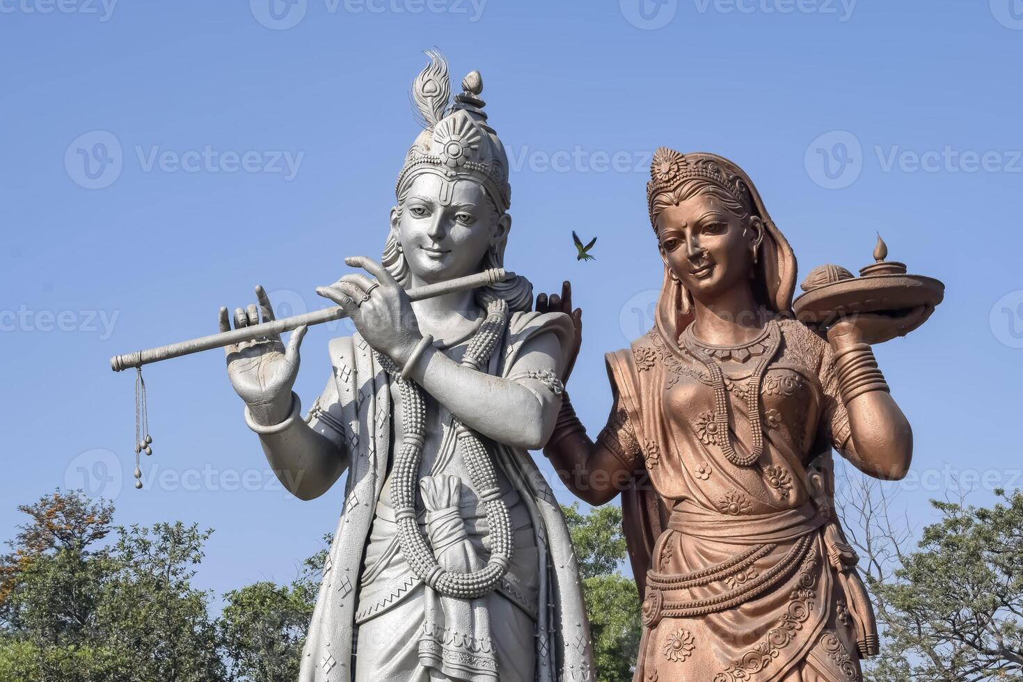 Big statue of Lord Radha Krishna near Delhi International airport, Delhi, India, Lord Krishna and Radha big statue touching sky at main highway Mahipalpur, Delhi photo