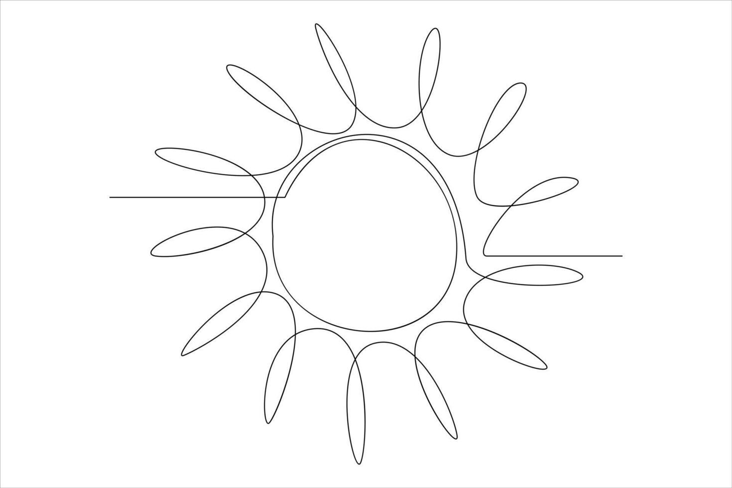Continuous one line drawing sun art Summer sun contour line sign line art illustration vector