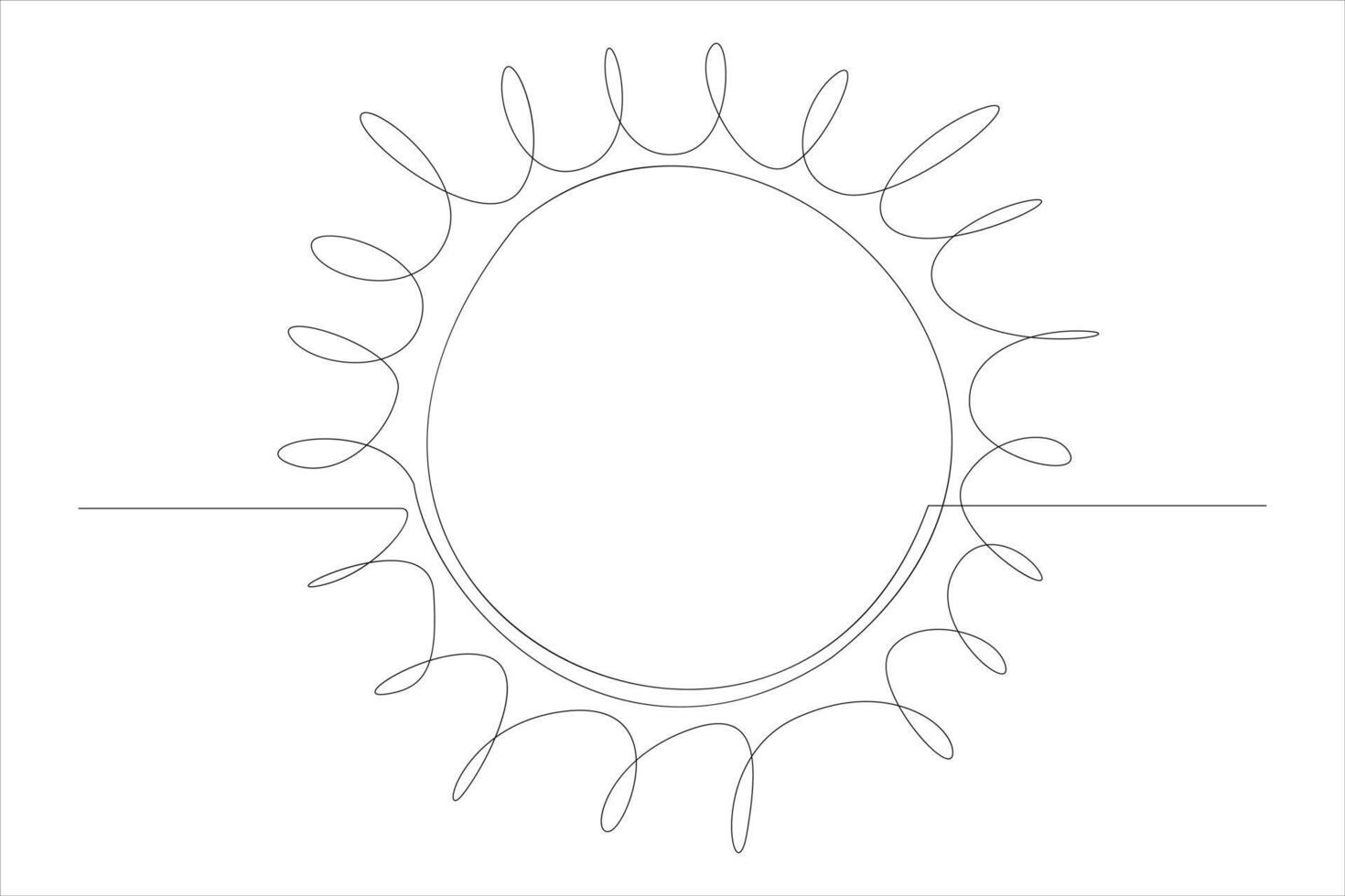 Continuous one line drawing sun art Summer sun contour line sign line art illustration vector