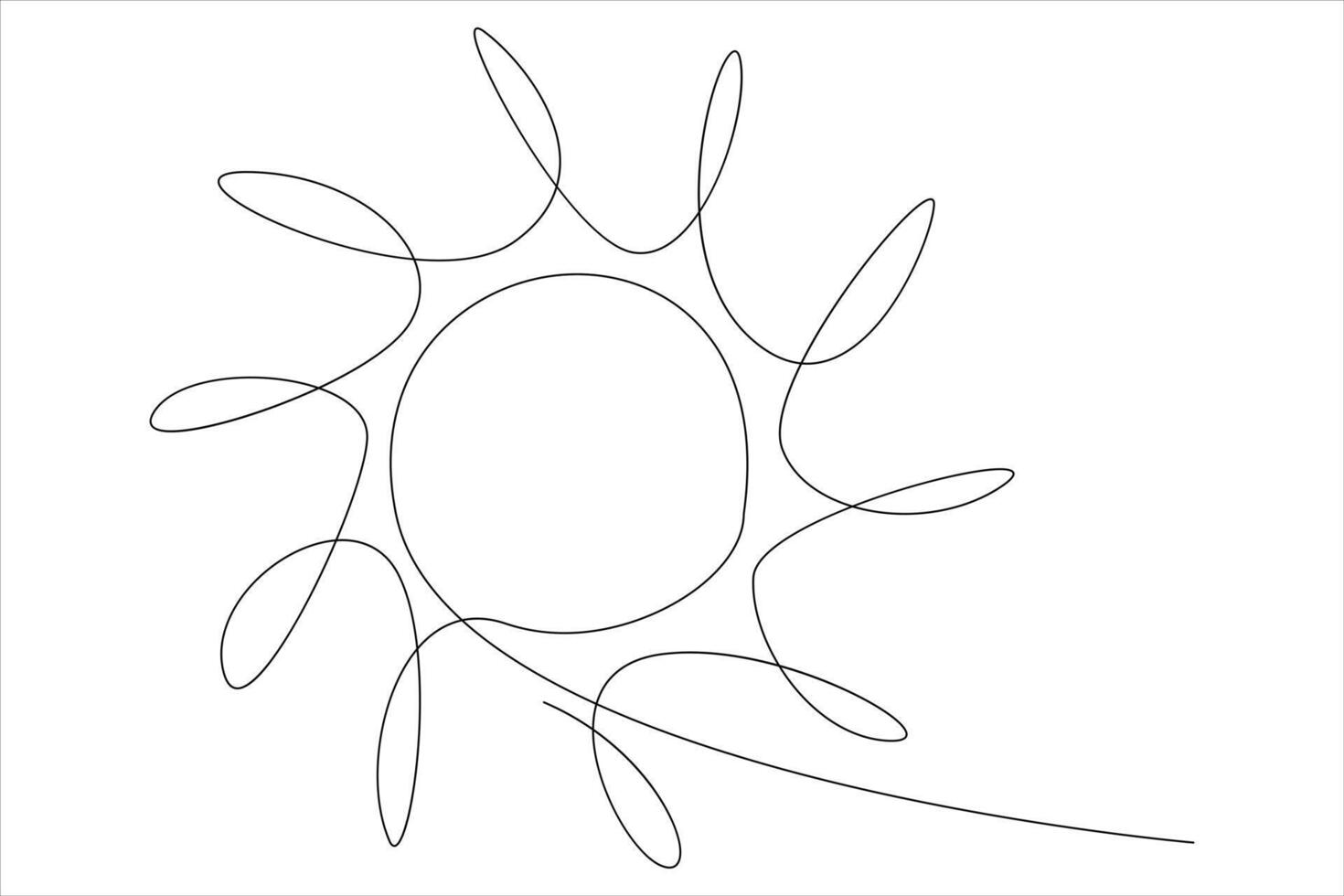 Continuous one line drawing sun art Summer sun contour line sign line art illustration vector