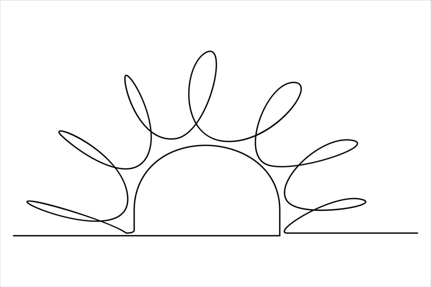 Continuous one line drawing sun art Summer sun contour line sign line art illustration vector