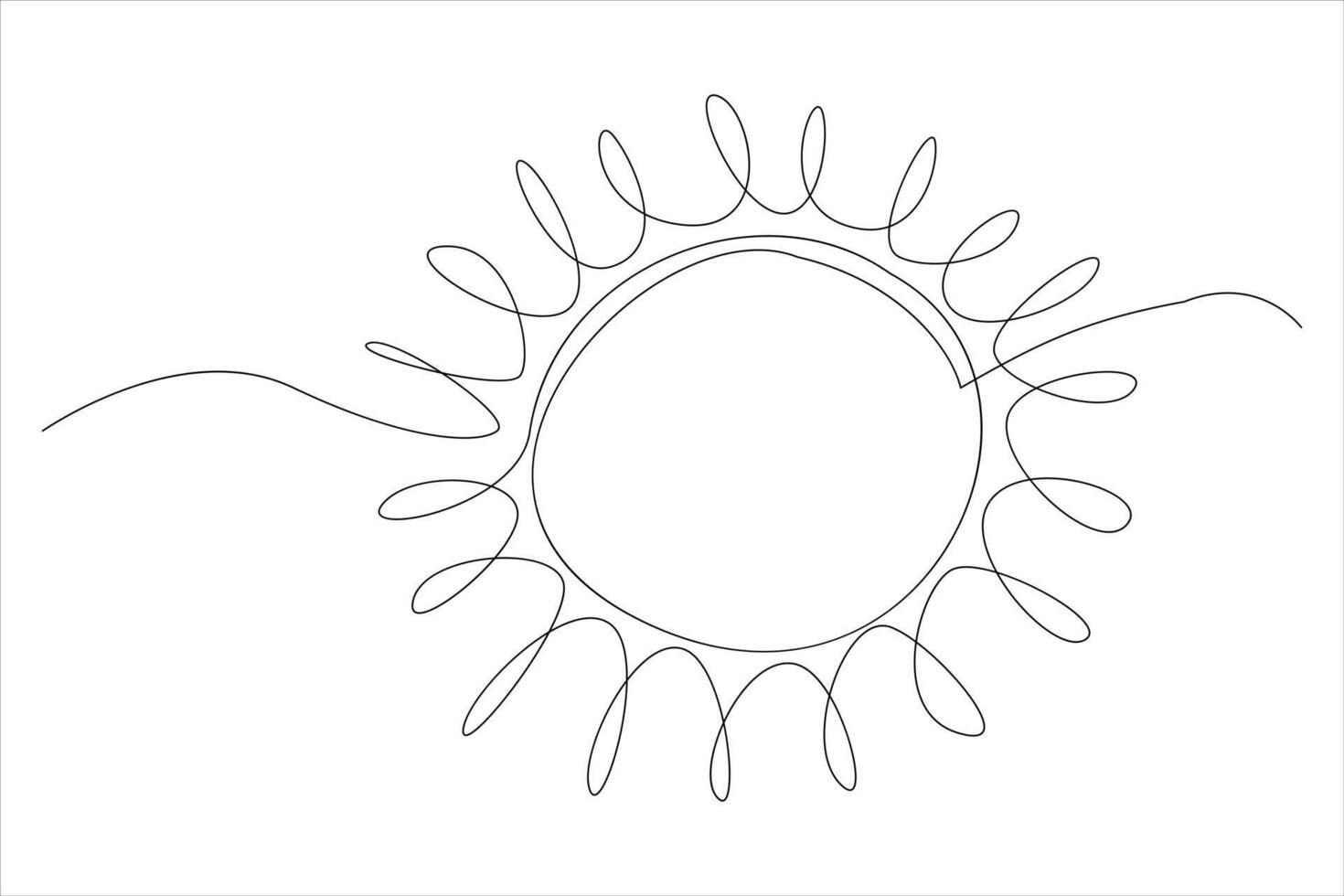 Continuous one line drawing sun art Summer sun contour line sign line art illustration vector