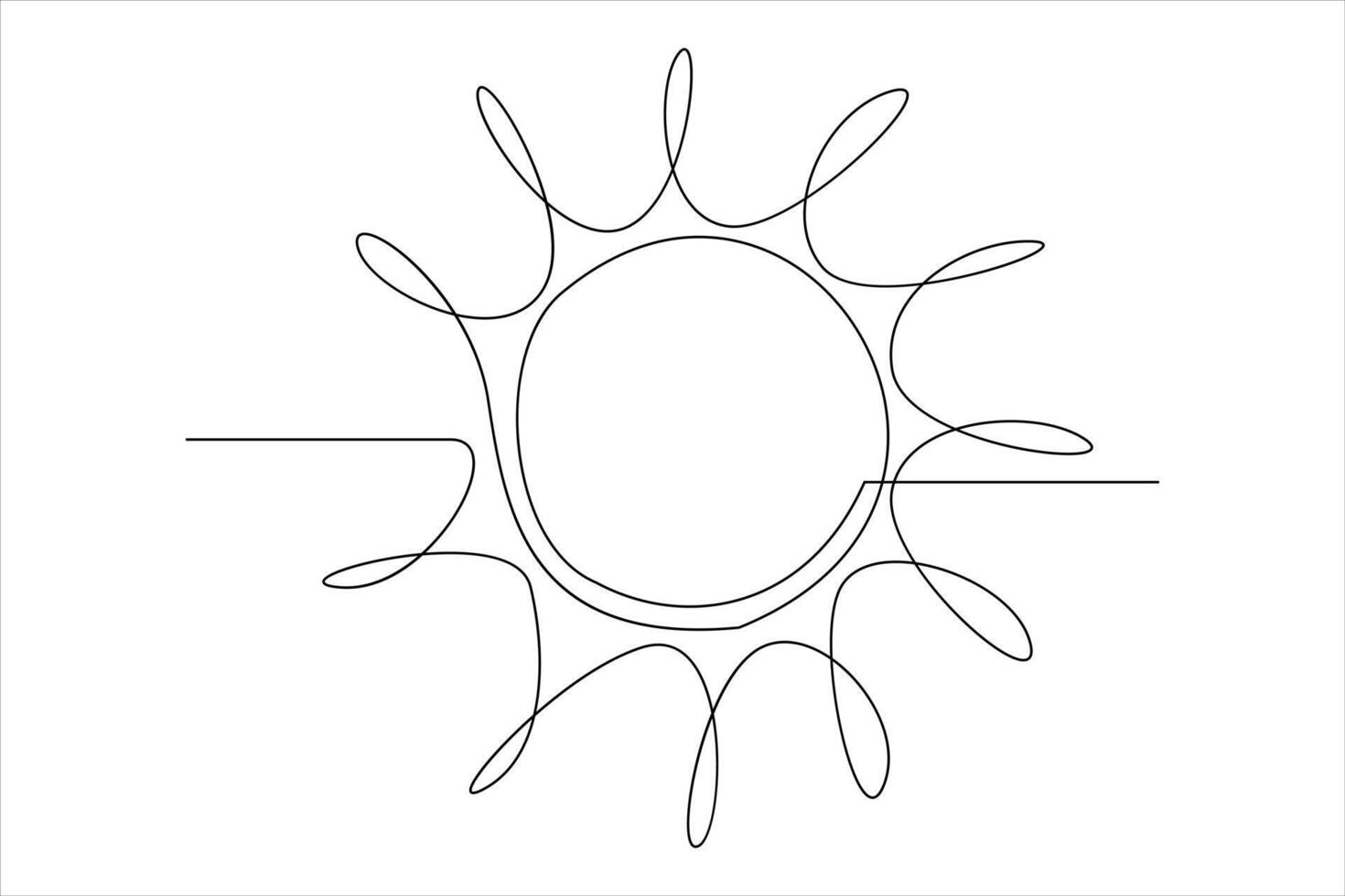 Continuous one line drawing sun art Summer sun contour line sign line art illustration vector