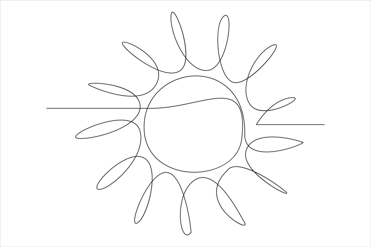 Continuous one line drawing sun art Summer sun contour line sign line art illustration vector