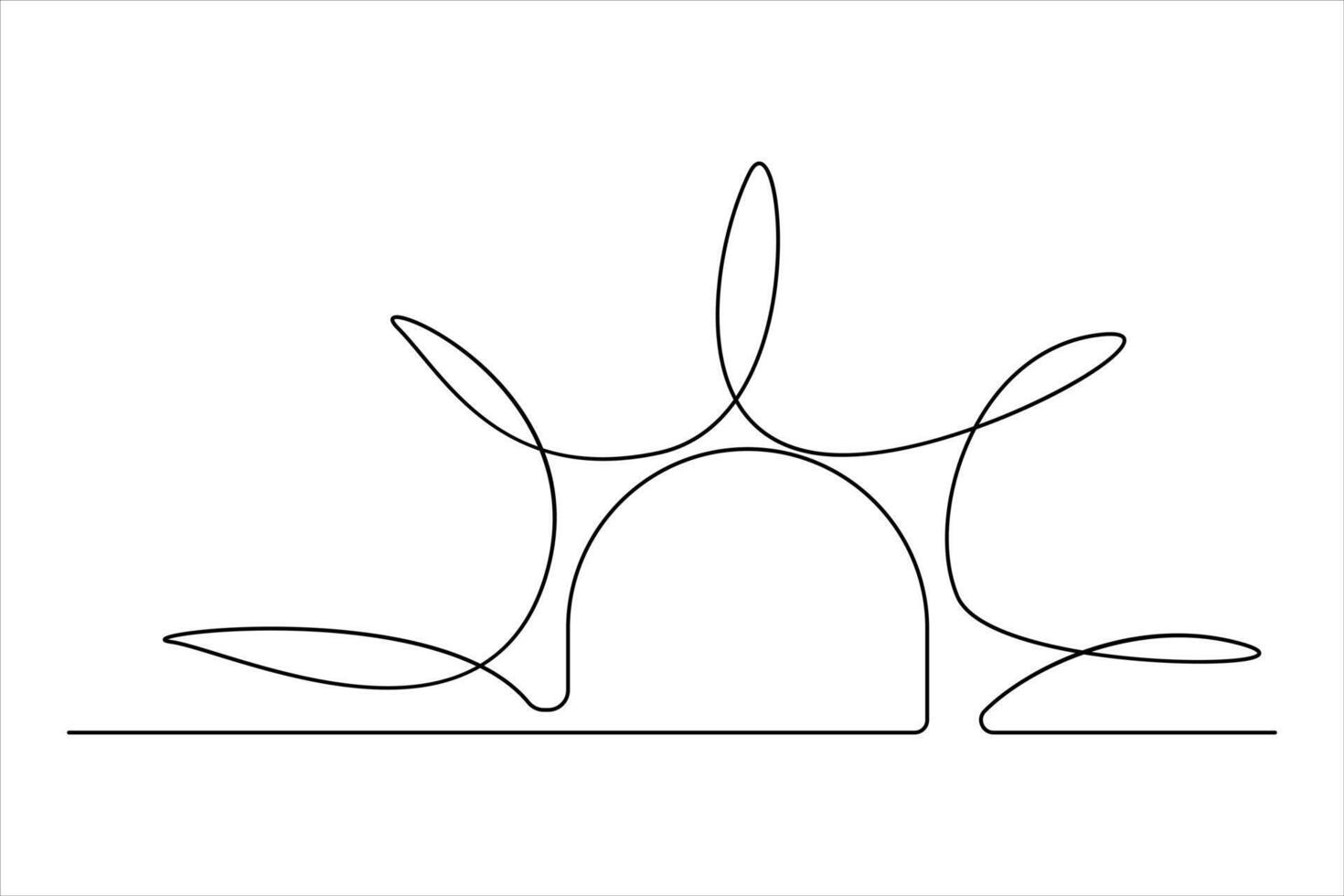Continuous one line drawing sun art Summer sun contour line sign line art illustration vector