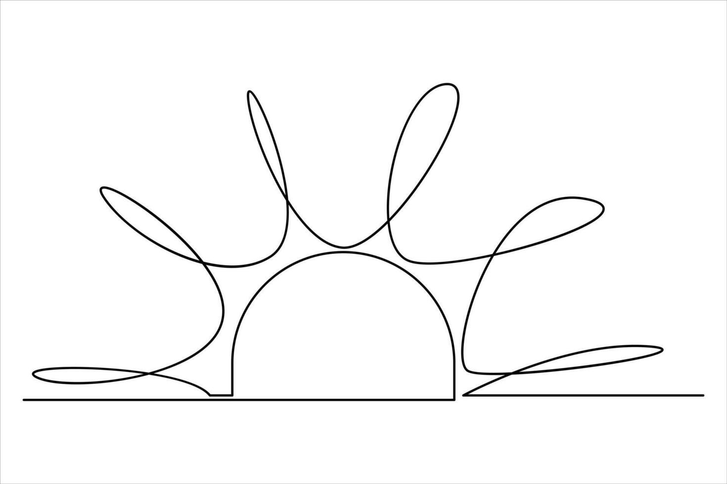 Continuous one line drawing sun art Summer sun contour line sign line art illustration vector