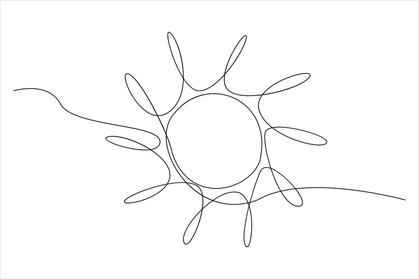 Continuous one line drawing sun art Summer sun contour line sign line art illustration vector