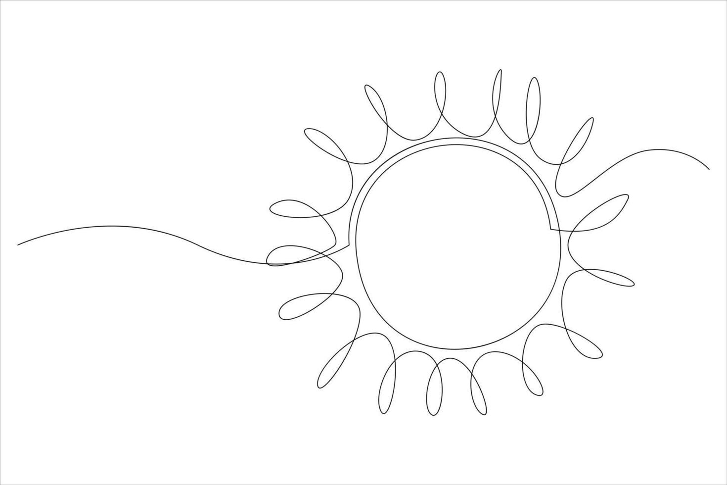 Continuous one line drawing sun art Summer sun contour line sign line art illustration vector
