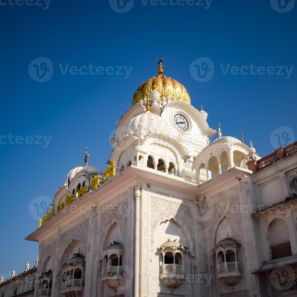 View of details of architecture inside Golden Temple - Harmandir Sahib in Amritsar, Punjab, India, Famous indian sikh landmark, Golden Temple, the main sanctuary of Sikhs in Amritsar, India photo
