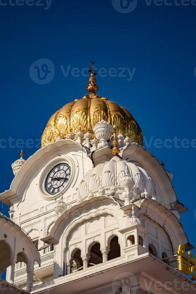 View of details of architecture inside Golden Temple - Harmandir Sahib in Amritsar, Punjab, India, Famous indian sikh landmark, Golden Temple, the main sanctuary of Sikhs in Amritsar, India photo