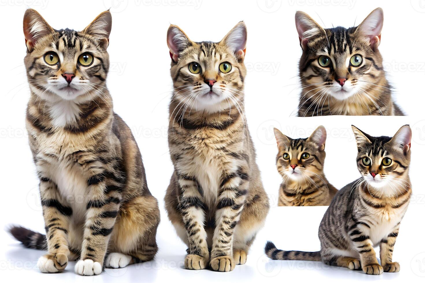 Collage of Tabby Cats on White Background photo