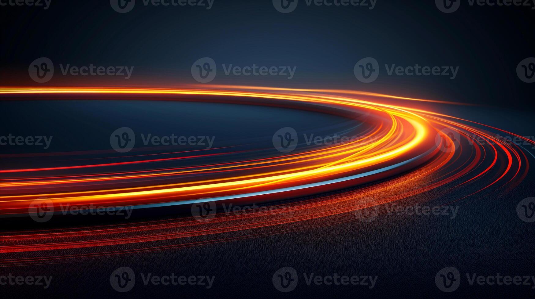Abstract image of light trails in motion creating a dynamic and colorful pattern against a dark background representing energy and movement photo