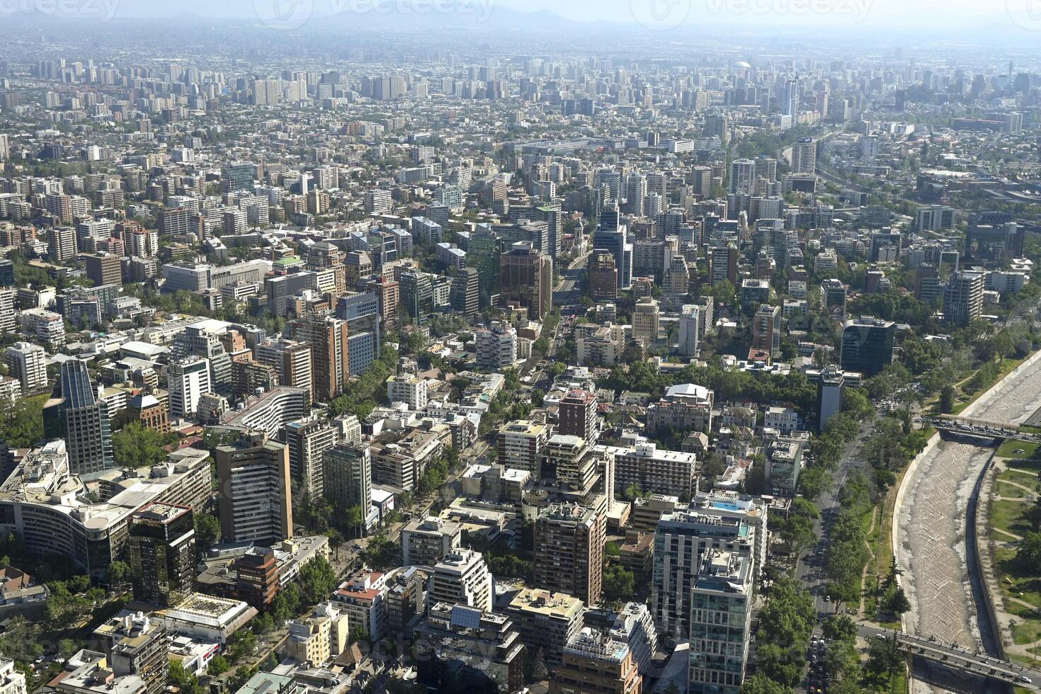 Santiago, Chile, October 22, 2023, city view showing the architecture of the buildings and houses photo